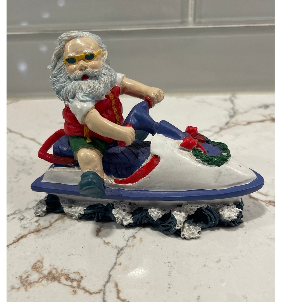 Beachcombers Set of 2 SANTA ON JET SKI and SURFING SANTA Coastal Christmas